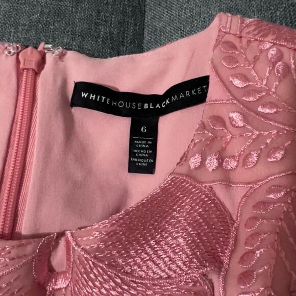 White House Black Market Dress Women 6 Gelato Peach Pink Tonal Lace Fit Flare - Picture 5 of 8